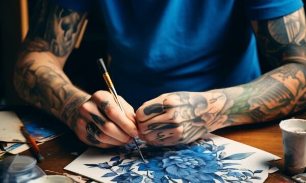 The Tattooed Painter in Blue